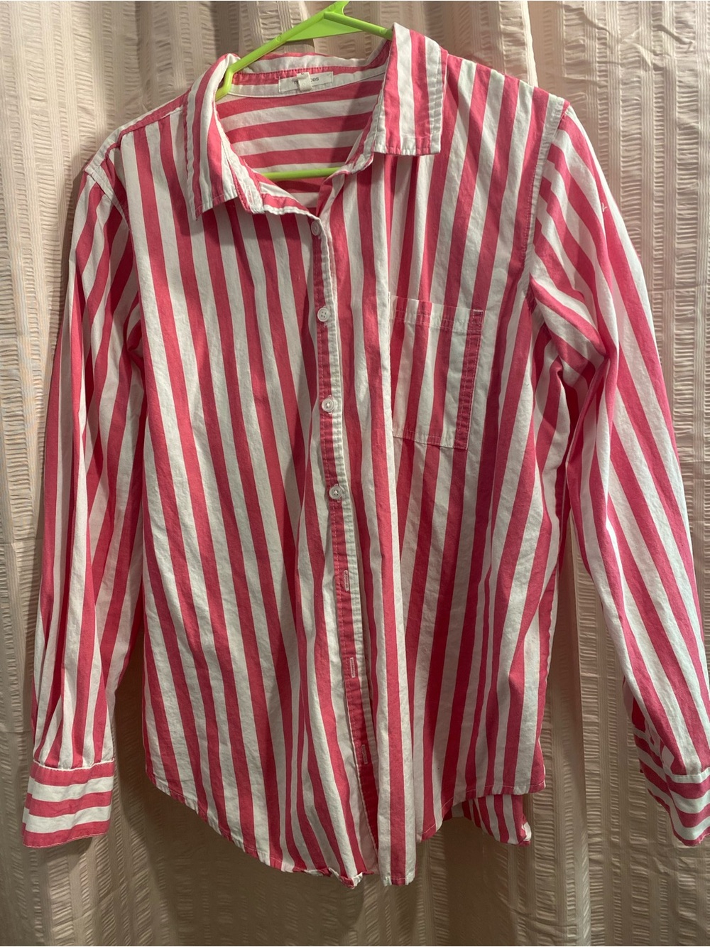 Maurices Pink and White Striped Button-Down Shirt